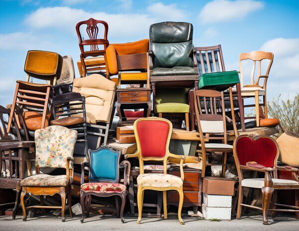 pile old outdoor furniture ready be recycled donated ai generative 653154 5050