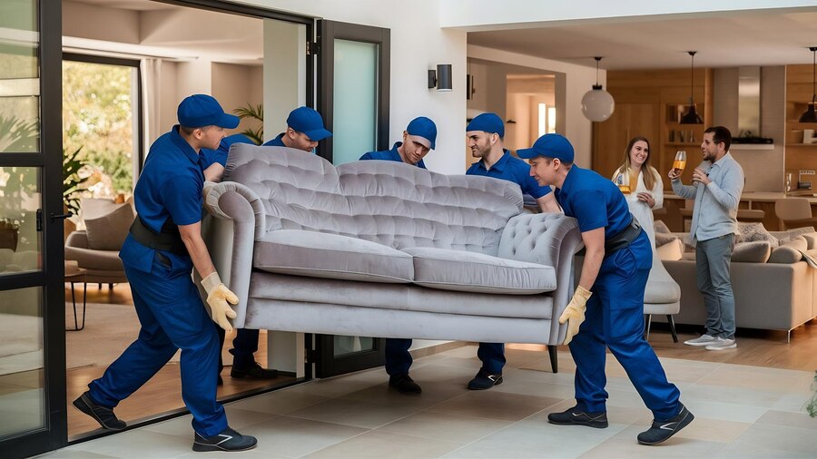 افضل شركة نقل اثاث في 2025 خصم 50٪ حي اشبيلية 0554883326 2 professional movers carrying sofa new house 926199 3921613 1