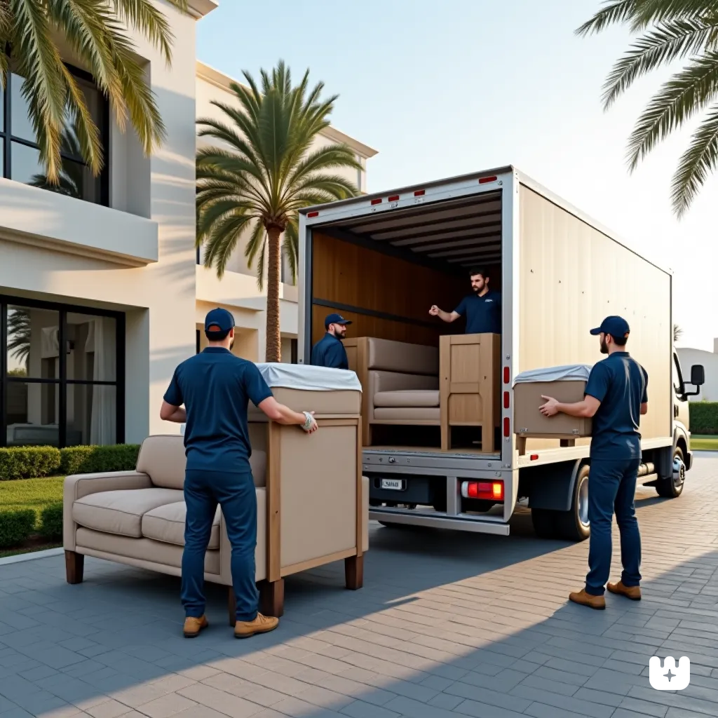 A well equipped moving truck parked in front o. 18