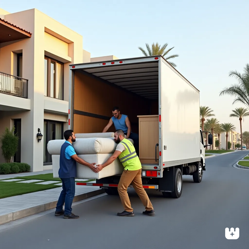 A well equipped moving truck parked in front o. 19