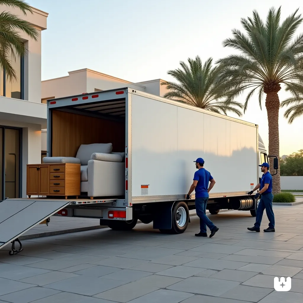 A well equipped moving truck parked in front o. 5